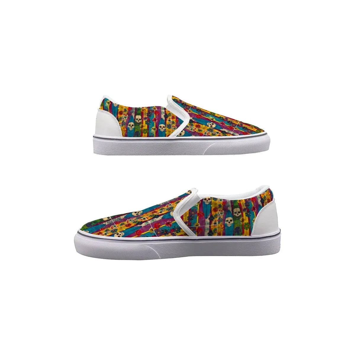 Men's Slip On Sneakers Surf and Skull print