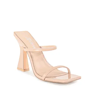 MICHAELA-1 SQUARED STRAPPY TRAPEZOID HIGH HEELS - NUDE