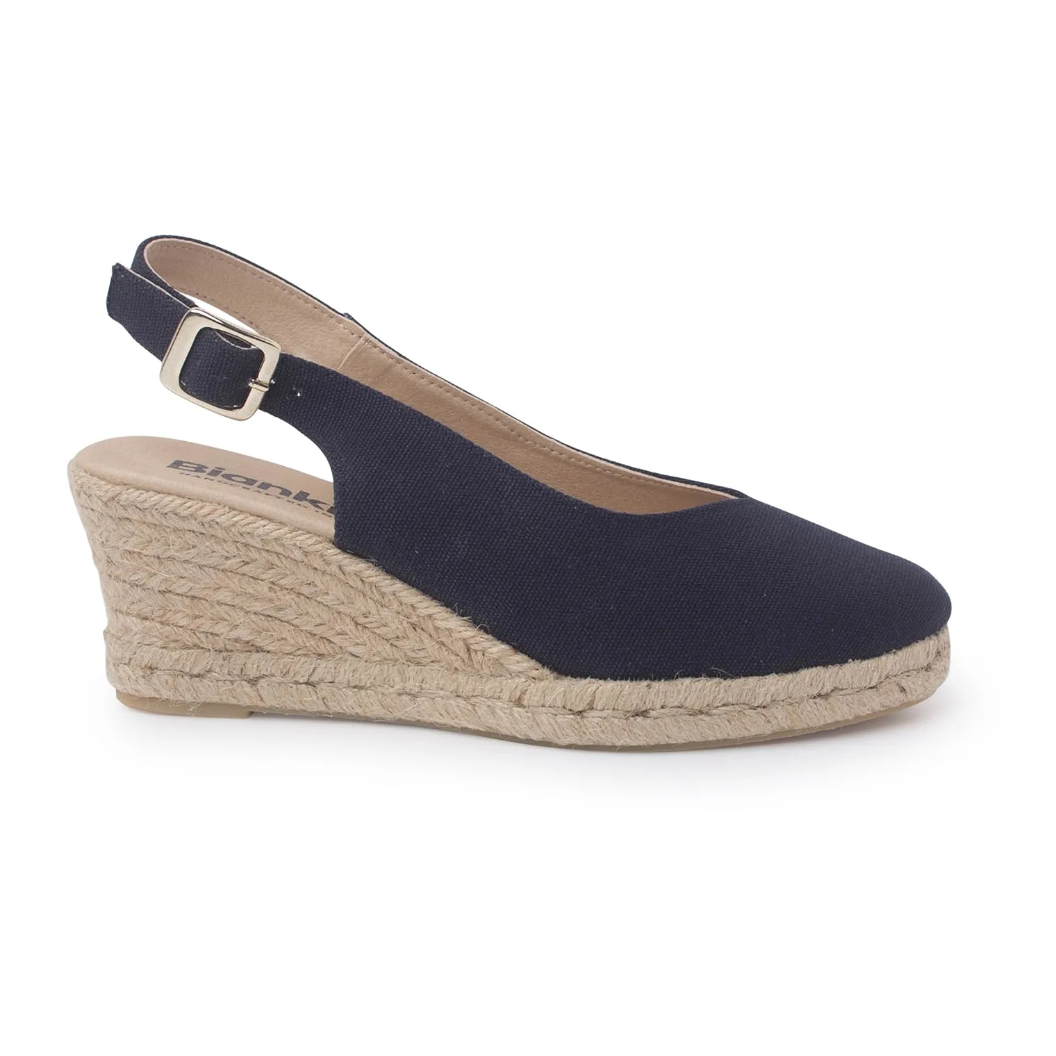 Murcia Organic Canvas Espadrille Wedges - Navy