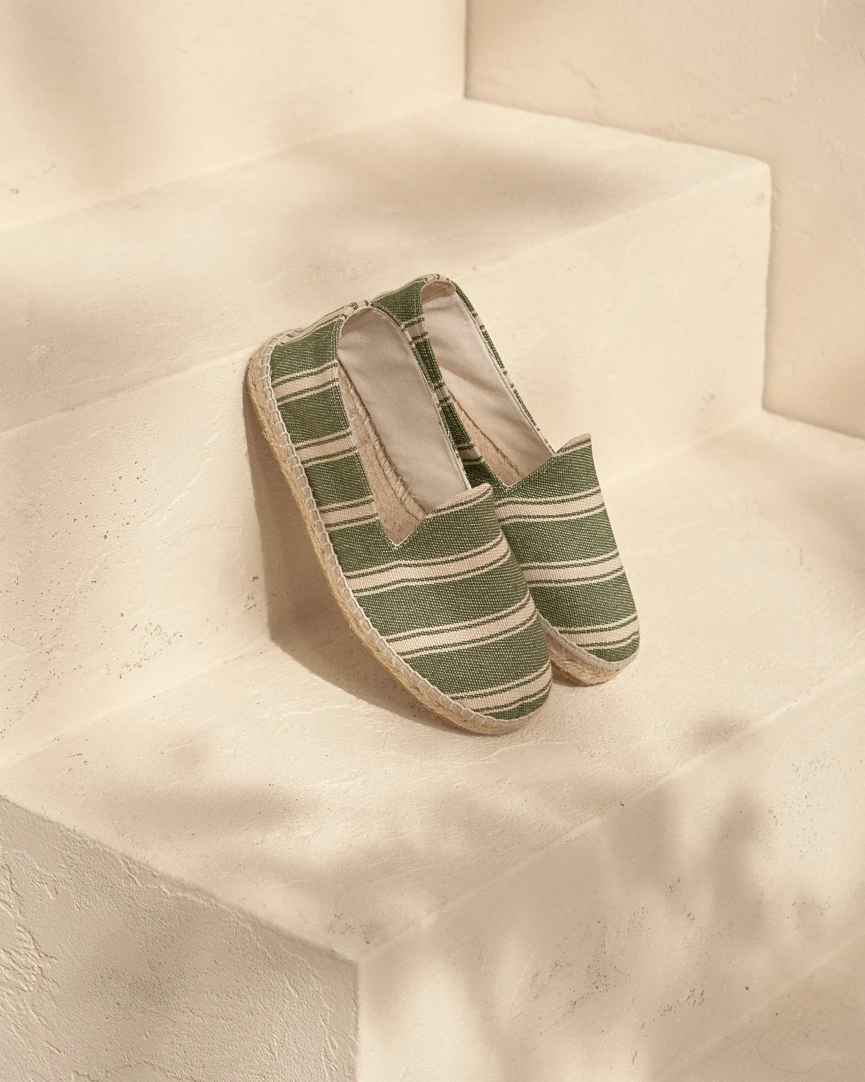 Organic Cotton Espadrilles - Z15C0 - Portofino Cream Stripes On Dark Green