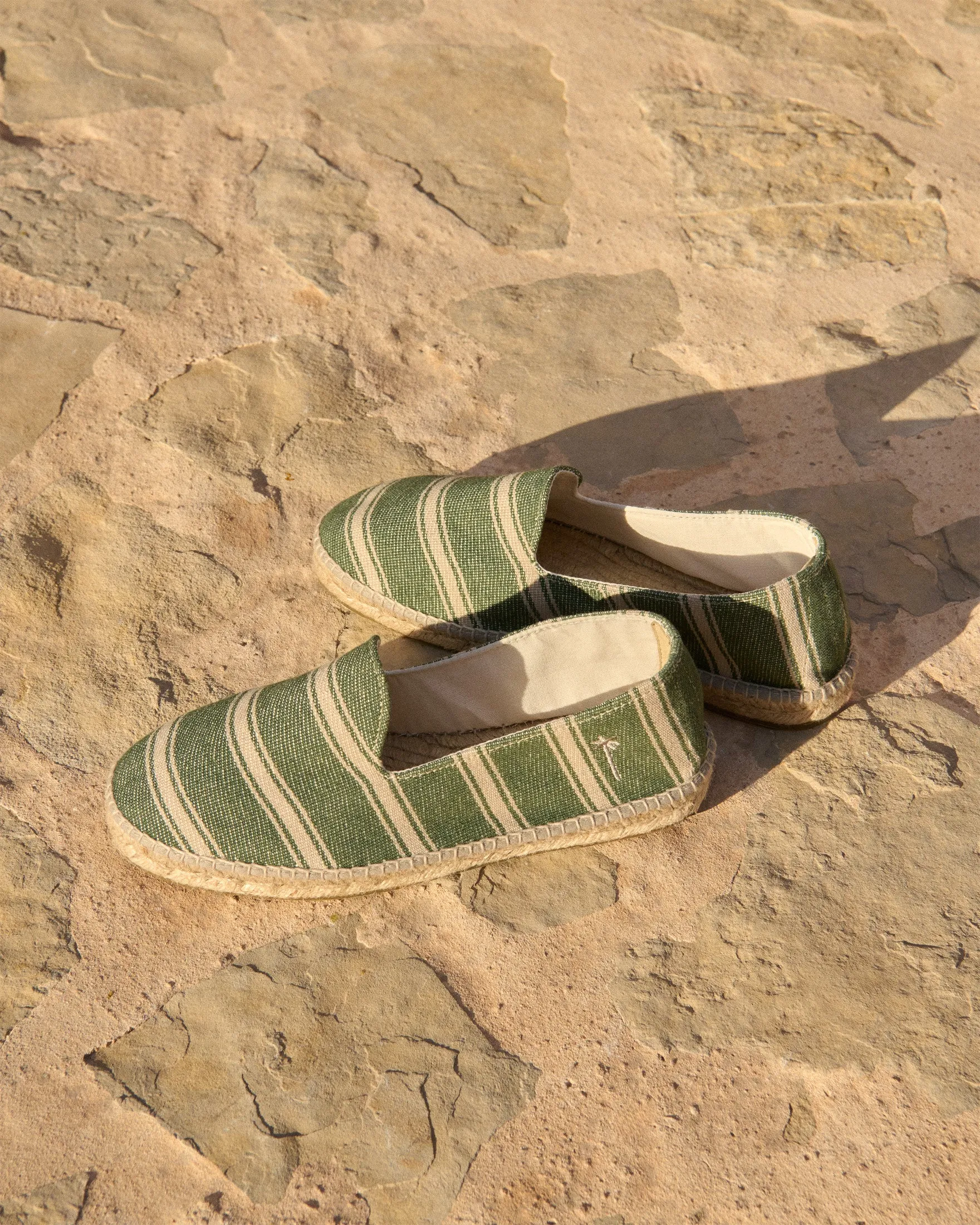 Organic Cotton Espadrilles - Z15C0 - Portofino Cream Stripes On Dark Green