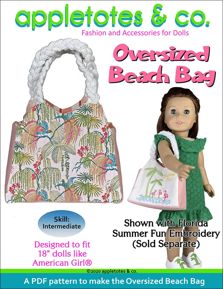 Oversized Beach Bag Sewing Pattern for 18 Inch Dolls