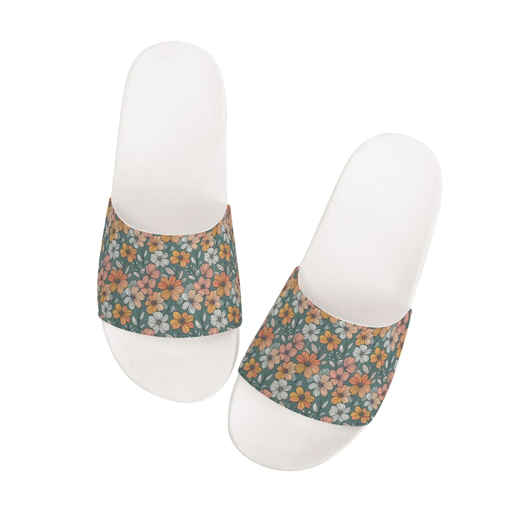 Pastel Flowers Mens Slide Sandals