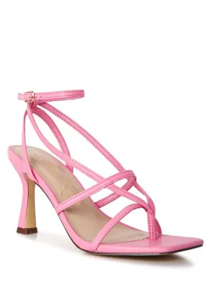 Pink Stalker Strappy Ankle Strap Sandals