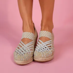 Positano Gold & White Espadrilles