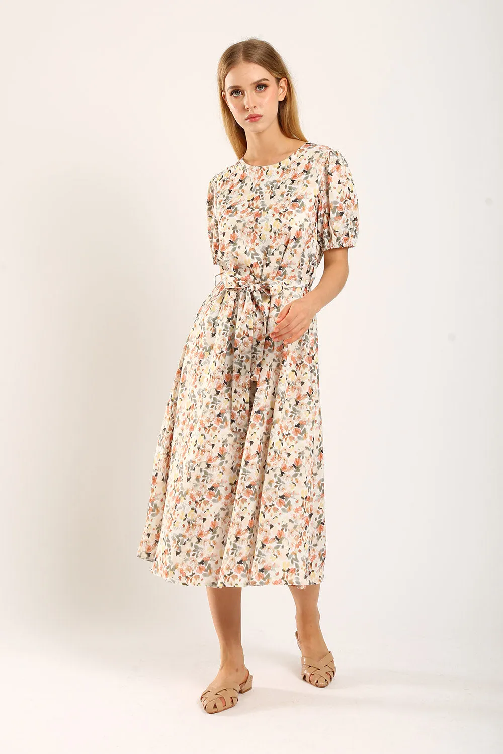 Quintessa Maxi Dress in Apricot Floral