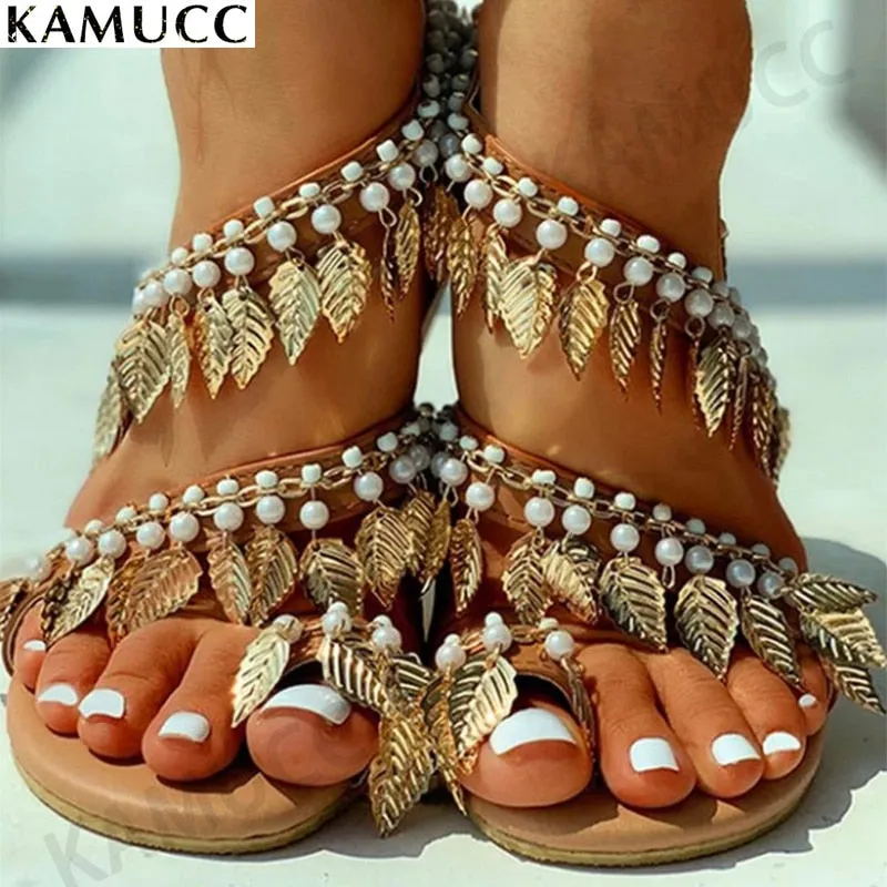 Rhinestone Embellished Beach Slide Sandals