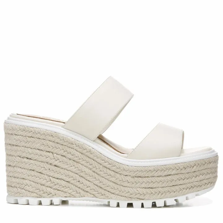 Sam Edelman Luca Modern Ivory Slip On Slide Platform Wedges Espadrilles Sandals