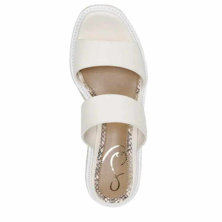 Sam Edelman Luca Modern Ivory Slip On Slide Platform Wedges Espadrilles Sandals