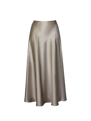 Silk-Satin Midi Skirt - Ecru