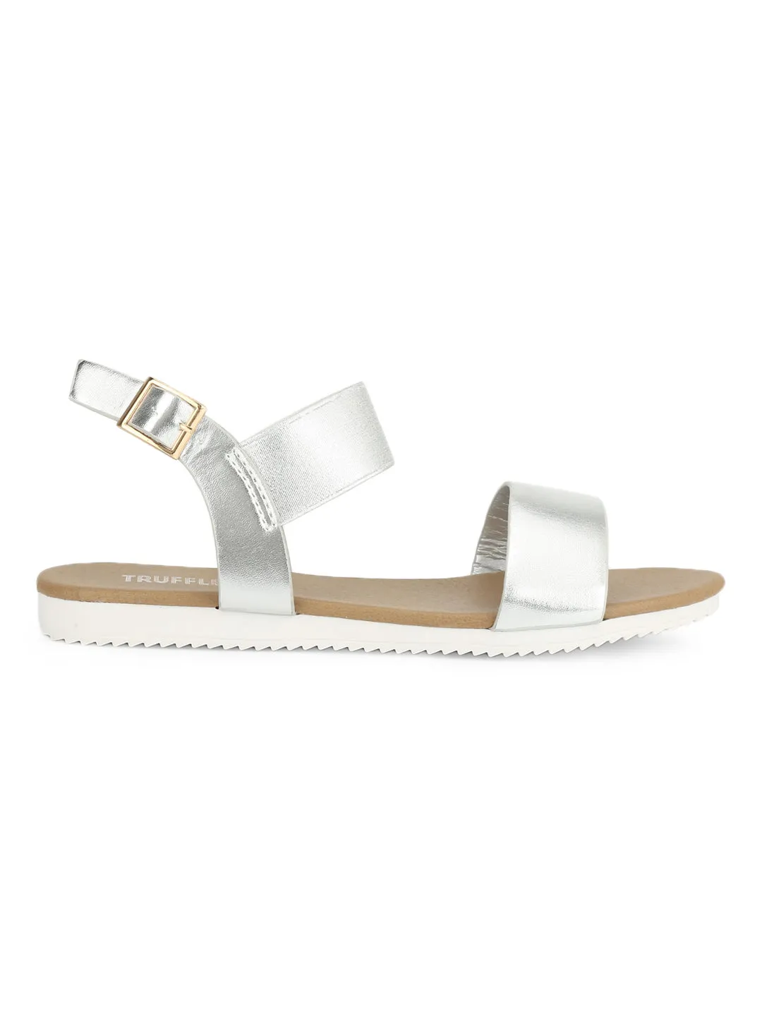 Silver Ankle Strap Slip-on Sandals