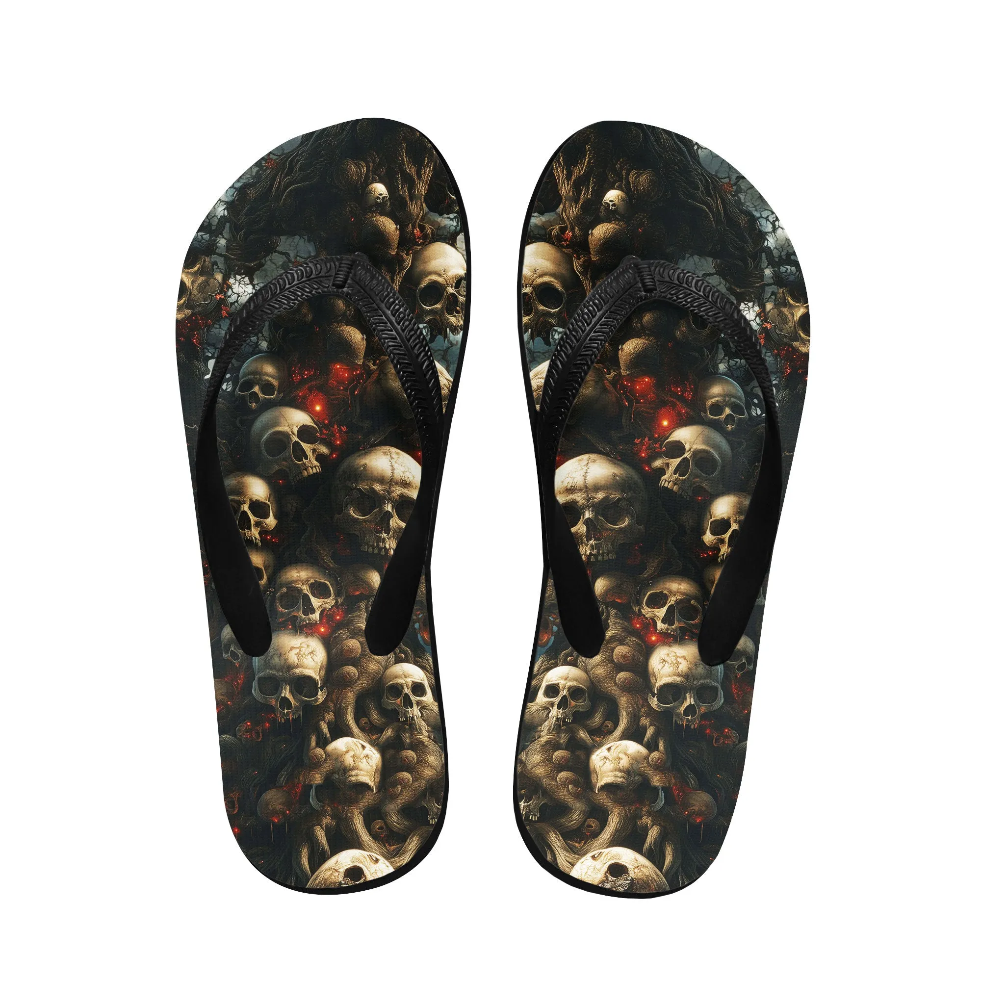 Skull Gothic Art Flip Flops for Women Beach