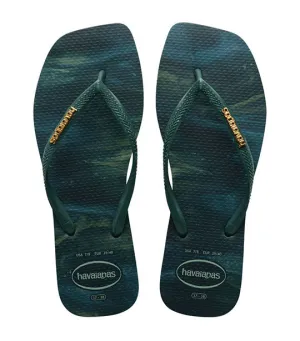 Slim Square Trendy Flip Flops Pantanal Green