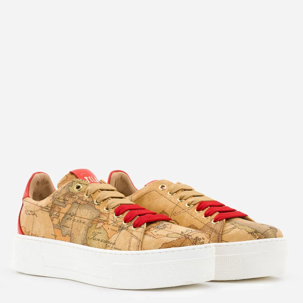 Sneakers Platform Donna 1A Classe Alviero Martini in Canvas colore Geo Classic e Rosso P308