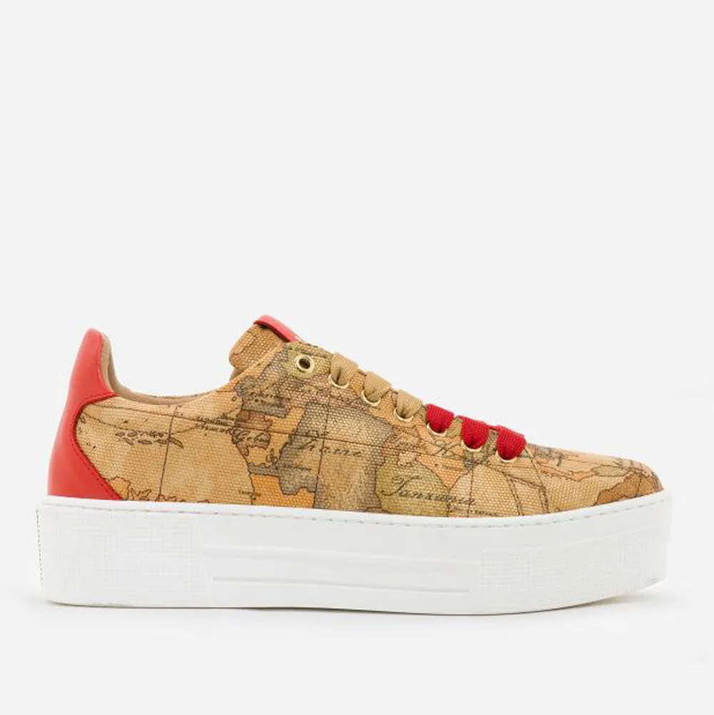 Sneakers Platform Donna 1A Classe Alviero Martini in Canvas colore Geo Classic e Rosso P308