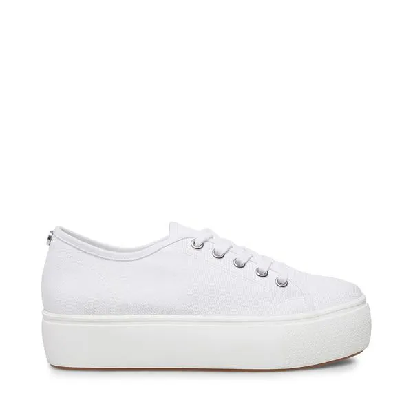 Steve Madden Elore White Vulcanized Flatform Milsole Lace-up  Round Toe Sneakers