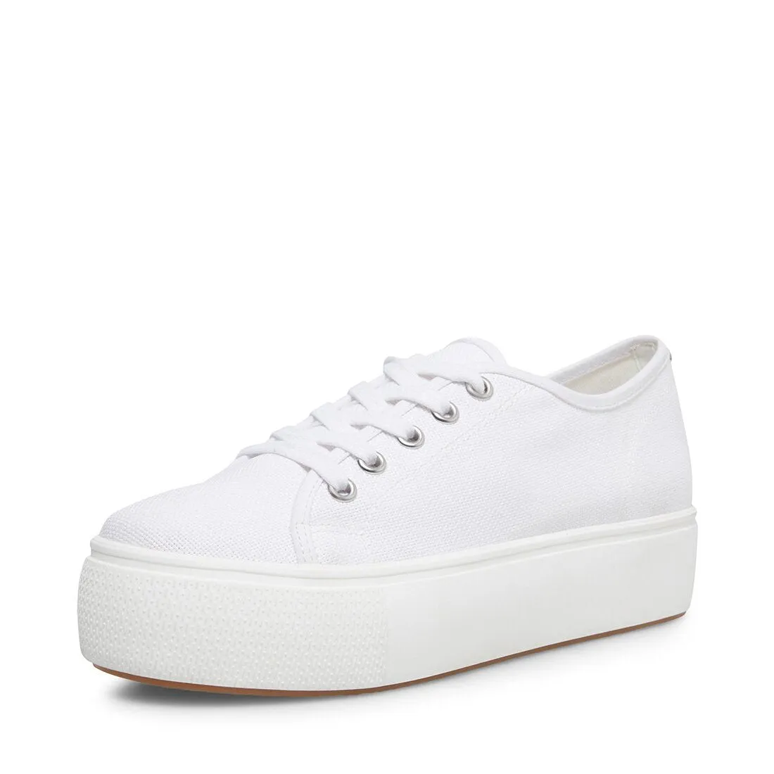 Steve Madden Elore White Vulcanized Flatform Milsole Lace-up  Round Toe Sneakers