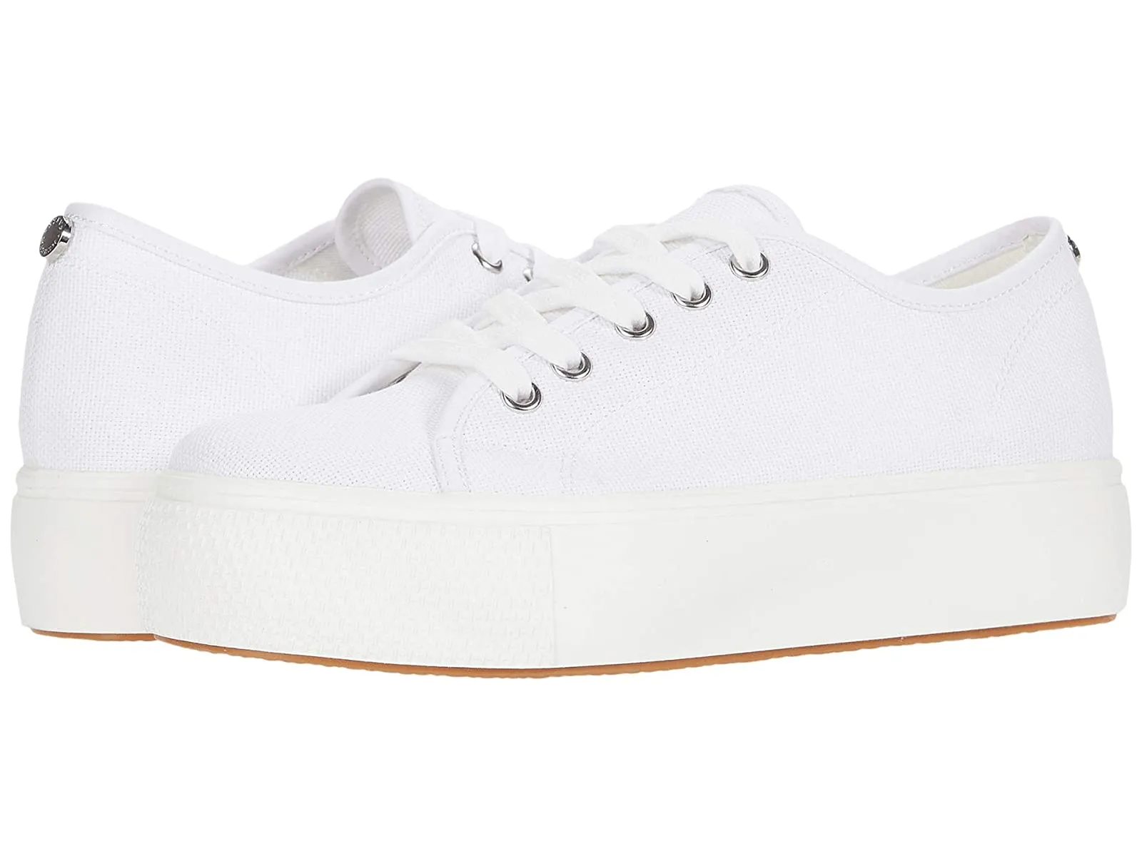 Steve Madden Elore White Vulcanized Flatform Milsole Lace-up  Round Toe Sneakers