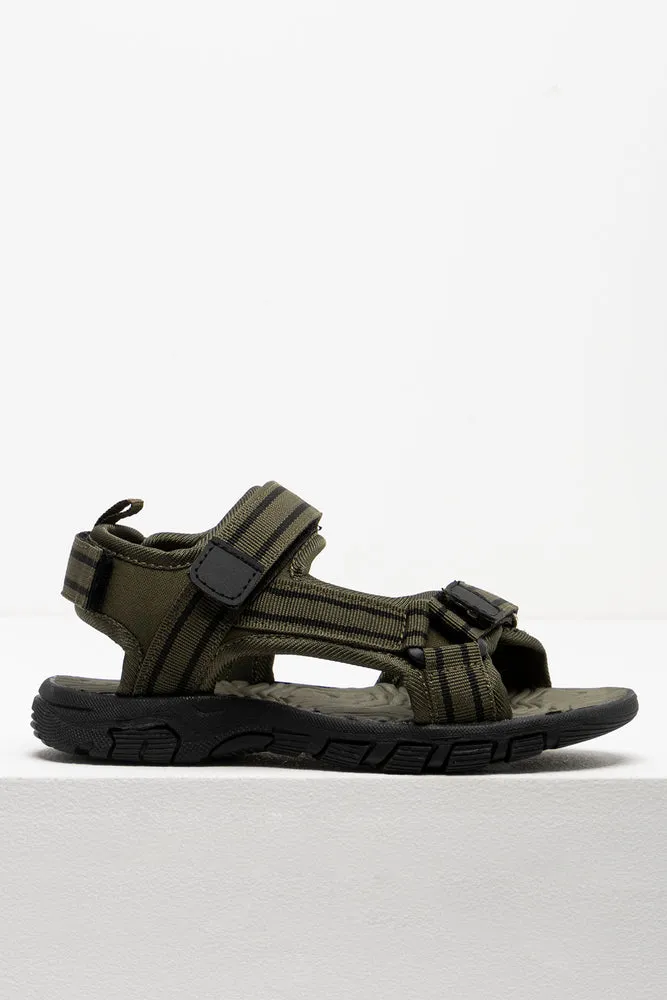 Stripe Sport Sandal Dark Green