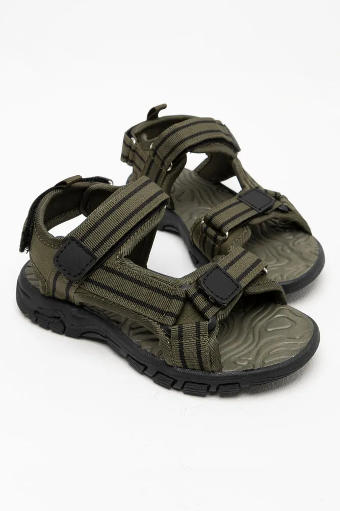 Stripe Sport Sandal Dark Green