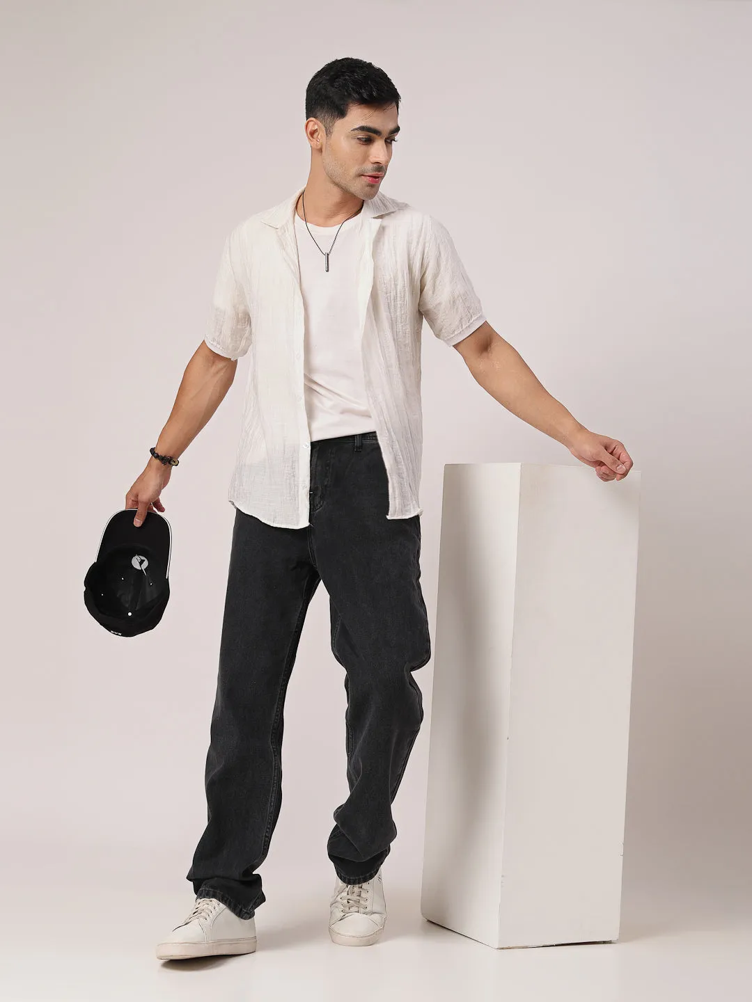 Style Quotient Men  Black Relaxed Fit High Rise Cotton Jeans