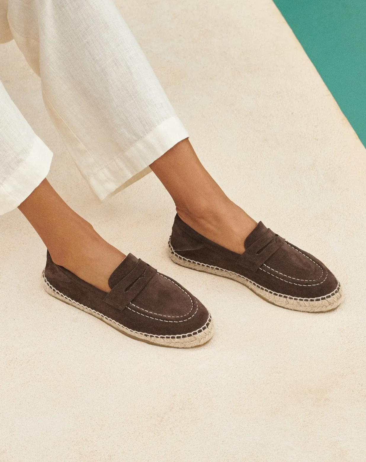 Suede Loafers Espadrilles - R57LW - Hamptons Cocoa