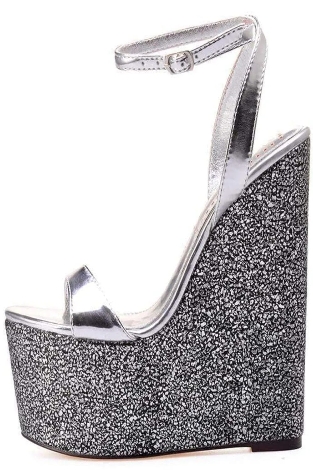 Wedge High Heel Metallic Platform Sandals