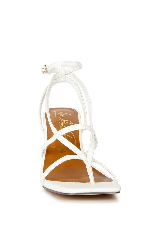 White Stalker Strappy Ankle Strap Sandals