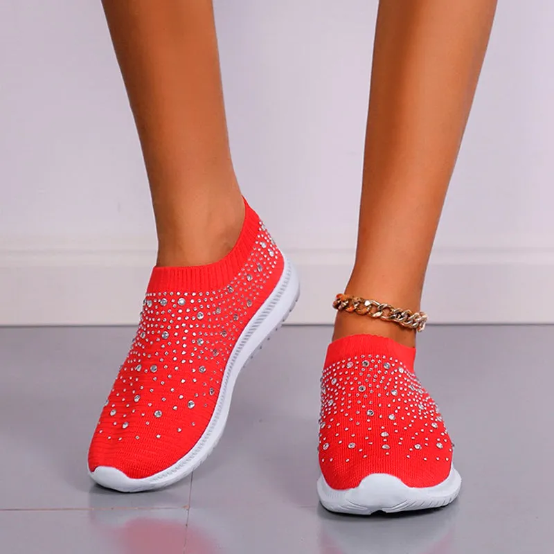 Women's Crystal Breathable Slip-On Walking Shoes