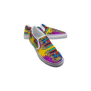 Women's Slip On Sneakers 220 books, theme, print