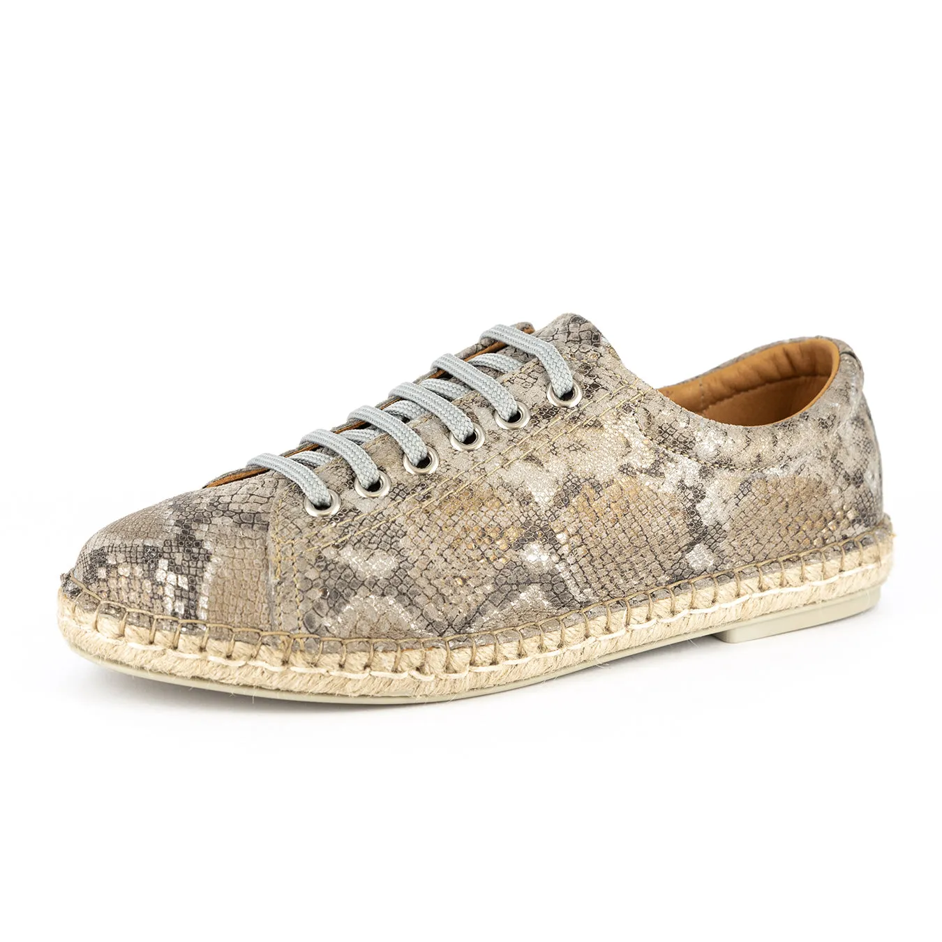 Yebo : Ladies Leather Espadrille Sneaker in Opal Rockafella