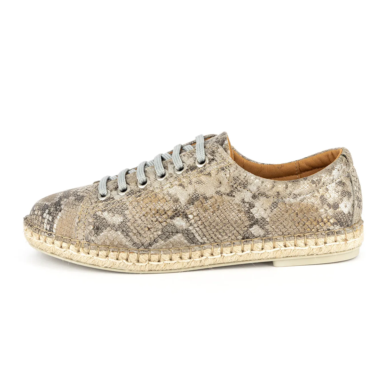 Yebo : Ladies Leather Espadrille Sneaker in Opal Rockafella