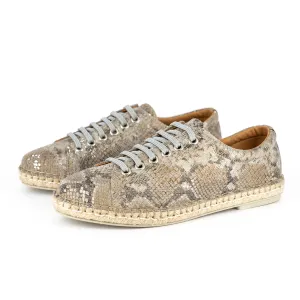 Yebo : Ladies Leather Espadrille Sneaker in Opal Rockafella