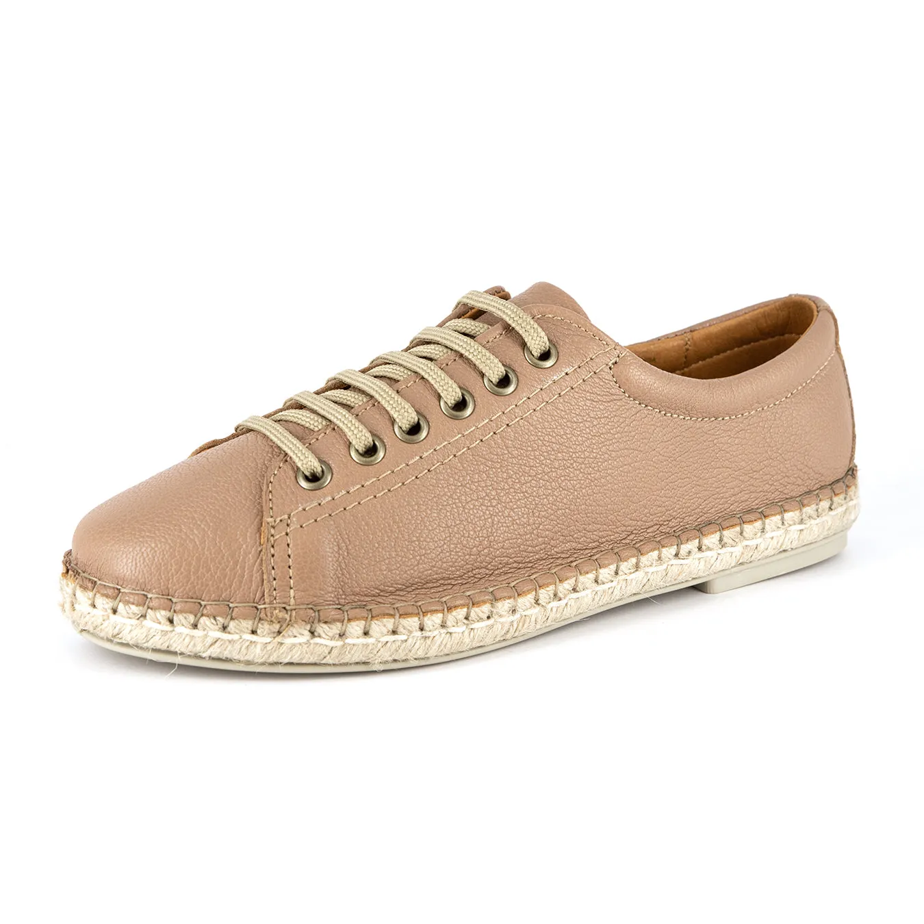 Yebo : Ladies Leather Espadrille Sneaker in Timber Cayak