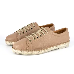 Yebo : Ladies Leather Espadrille Sneaker in Timber Cayak